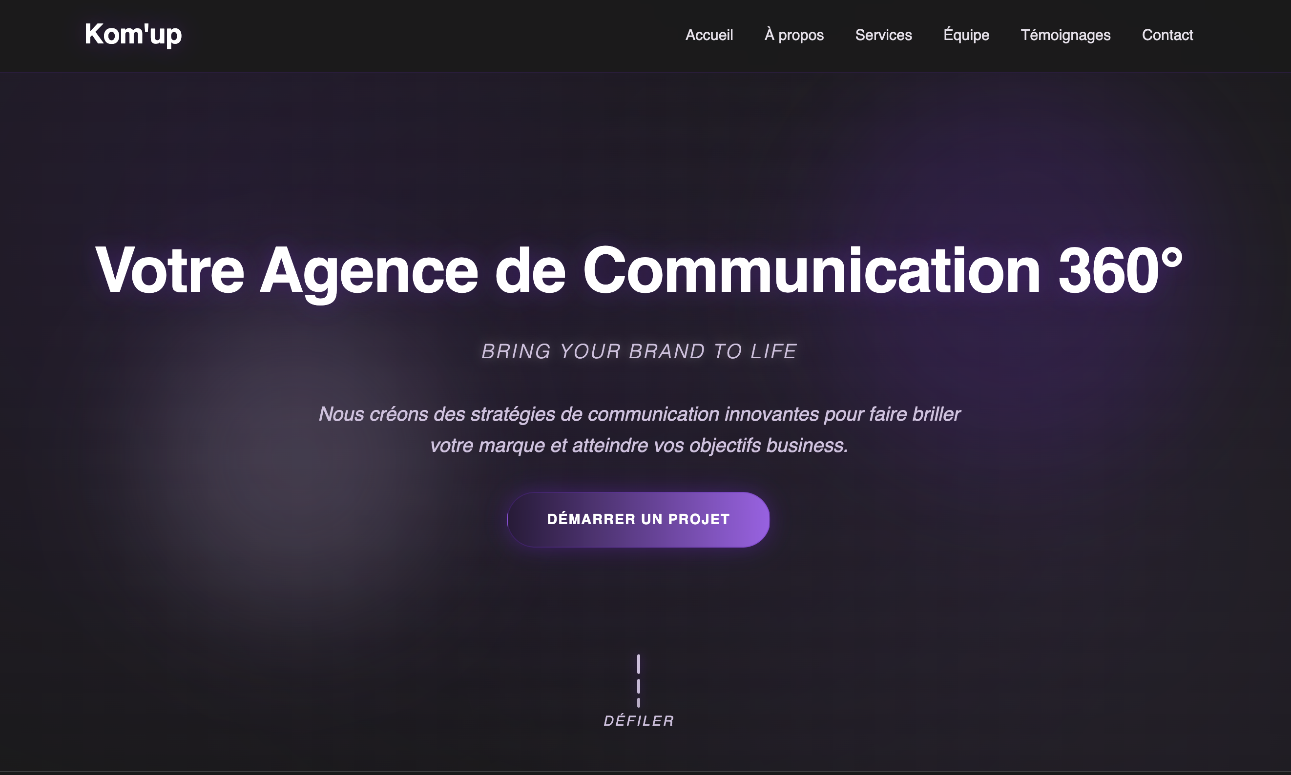 Site vitrine moderne pour une agence de communication - Projet réalisé par Anicea Studio